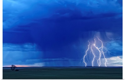 Multiple Lightning Strikes During A Storm, Saskatchewan, Canada
