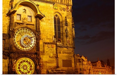 Night Lights Of The Astronomical Clock, The Old Town Hall, Prague, Czech Republic