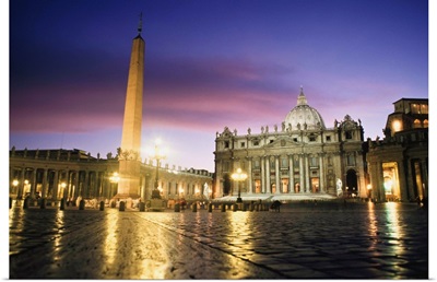Nightfall At The Square At St. Peter's. The Vatican. Rome, Italy