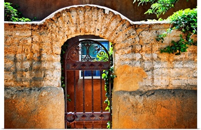 Old Stone Doorway And Garden, New Mexico