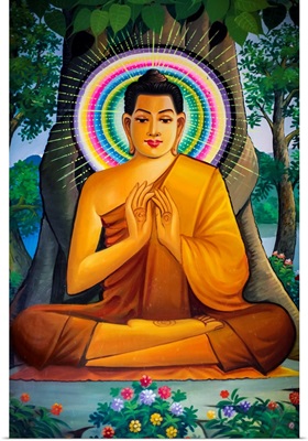 Painting Depicting A Sitting Buddha In Wat Than