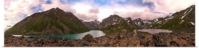 Panorama of Eagle and Symphony Lakes near Eagle River, Alaska, United States of America