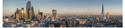 Panoramic Cityscape And Skyline Of London With The Shard At Dusk, London, England