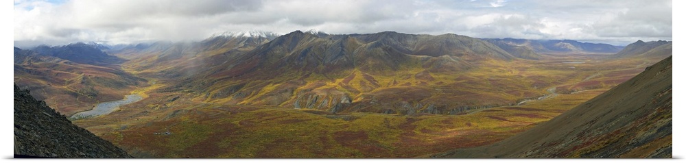 Panoramic View Of The North Klondike Valley In Autumn, Dempster Highway, Yukon