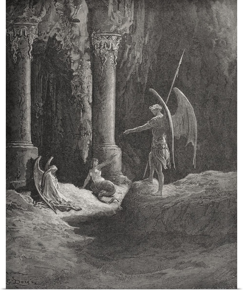 Engraving By Gustave Dore, 1832-1883, French Artist And Illustrator, For Paradise Lost By John Milton, Book II, Lines 648 ...