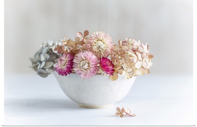 Pastel Dried Flowers In A Bowl