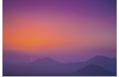 Pink And Purple Sky With Silhouetted Mountains, Namibia
