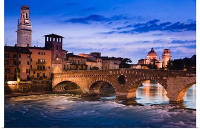 Ponte Pietra Over Adige River, Verona, Veneto, Italy