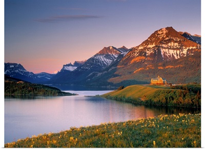 Prince Of Wales Hotel And Middle Waterton Lake, Alberta, Canada