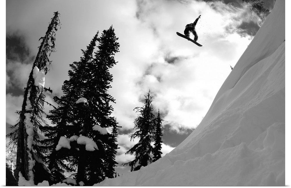 Professional snowboarder, Kevin Pearce, makes a big air jump, Canada.