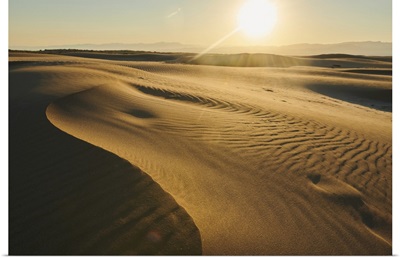 Rippled Sand Dunes In Sunset Light, Ebro River Delta, Catalonia, Spain