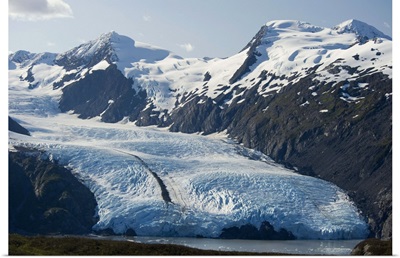 Scenic view of Portage Glacier and Portage Lake