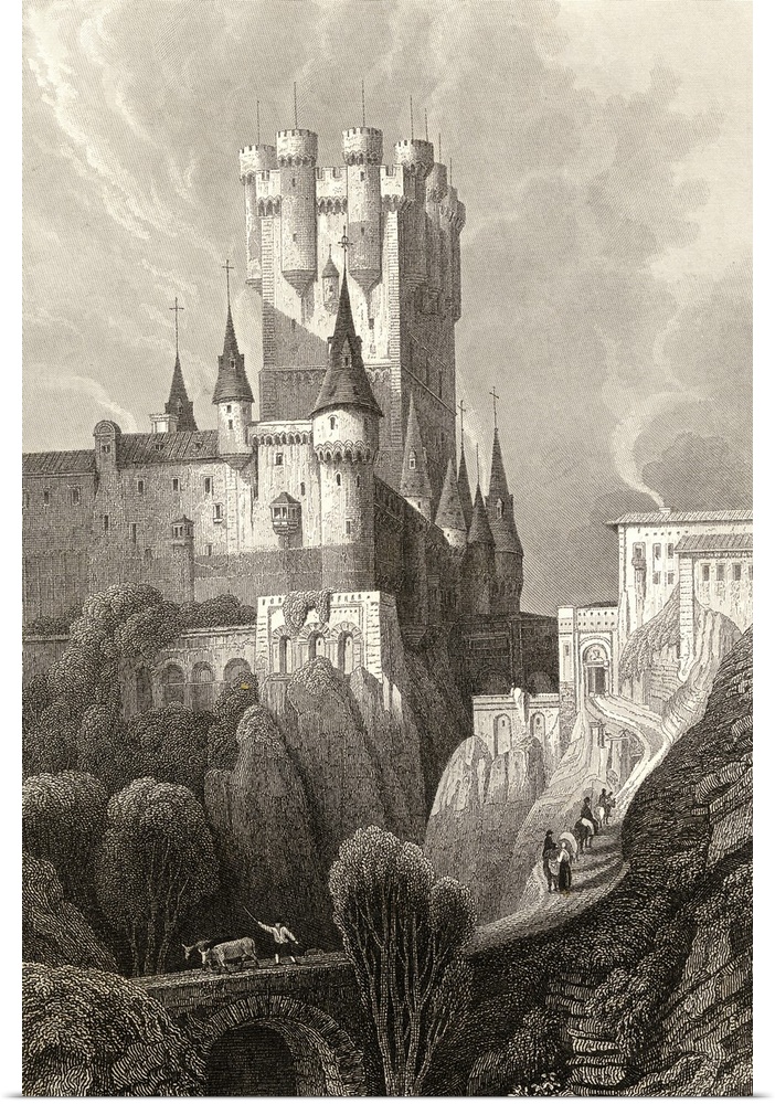 Segovia, Spain. Alcazar Before 1862 Fire. From A 19th Century Print.