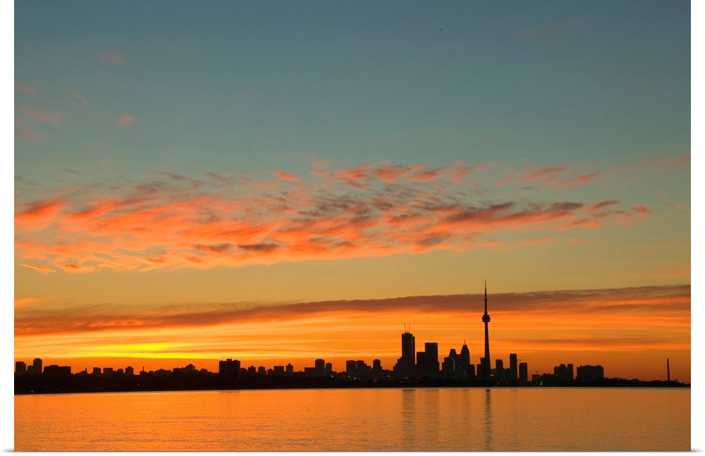 Skyline Of Toronto Against A Beautiful Sunset