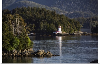 Small Islands Populated By Sitka Spruce Trees, A Lighthouse, Sitka, Alaska