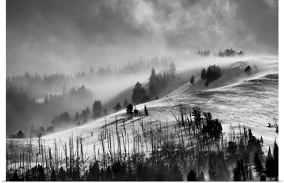 Snow Blowing Over Specimen Ridge And Lamar Valley, Yellowstone National Park