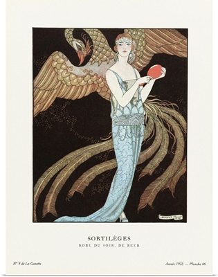 Spells, Evening Dress By Beer, Art-Deco Fashion Illustration By Artist George Barbier