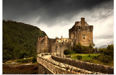 Stone Bridge Leading To A Castle Under A Stormy Sky, Kyle Of Lochalsh Highlands Scotland