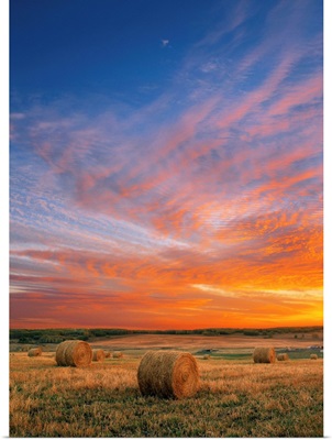 Sunset And Haybales; Cremona, Italy