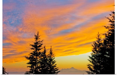 Sunset clouds over Iliamna Volcano near Nikolaevsk on Kenai Peninsula, Alaska