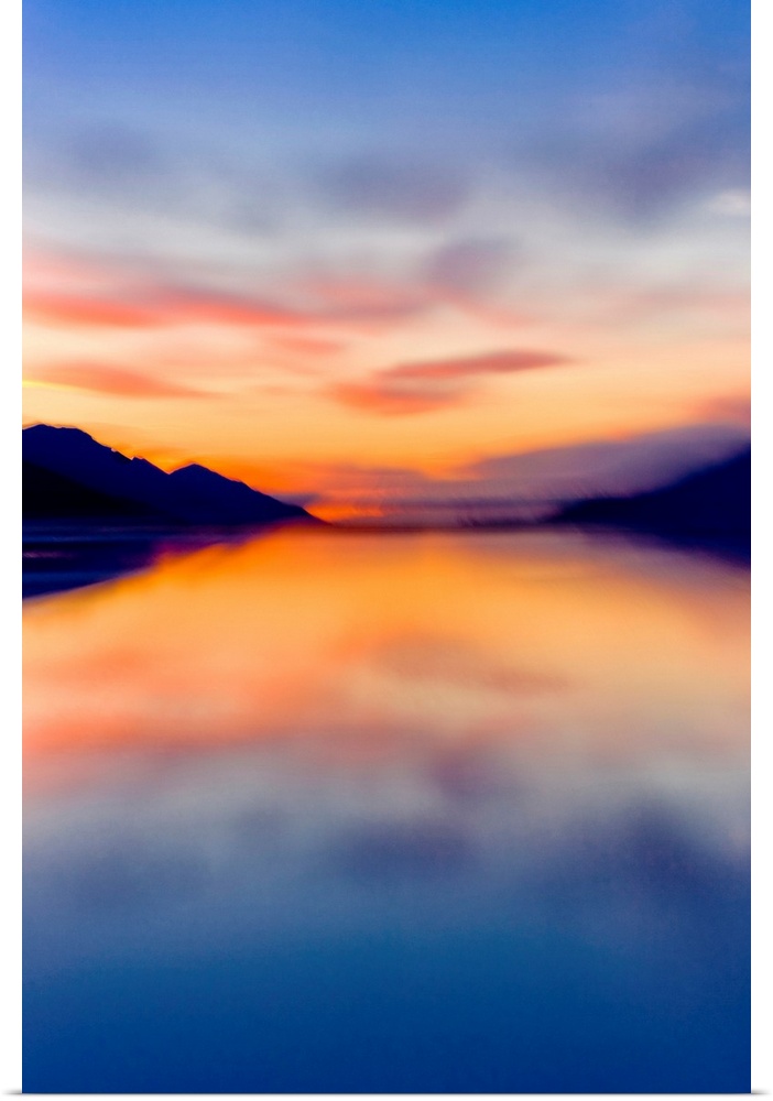 Sunset colors reflected in the waters of Turnagain Arm