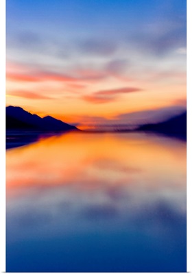 Sunset colors reflected in the waters of Turnagain Arm