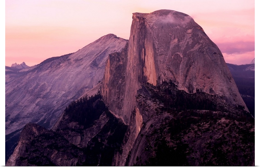 Sunset on Half Dome as seen from Glacier Point, Yosemite National Park. California, United States of America.