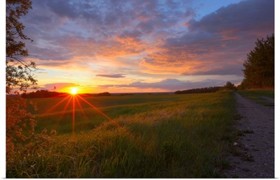 Sunset On The Rolling Hills Of The Prairies Of Alberta, Canada