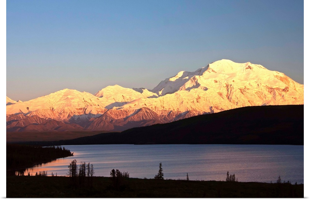 Sunset scenic over Wonder Lake and Mt. McKinley, Denali National Park, Interior, Alaska