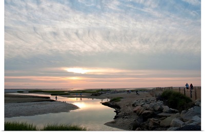 Sunset view of Payne's Creek and ocean on Cape Cod.; Payne's Creek, Brewster, Cape Cod, Massachusetts.