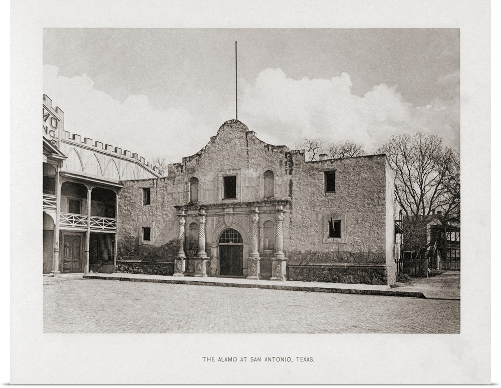 The Alamo at San Antonio, Texas, in the 19th century. From the book The United States of America - One Hundred Albertype I...