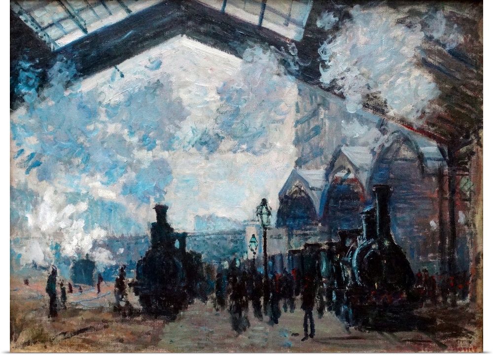 Painting titled 'The Gare St. Lazare' by Claude Monet, founder of French Impressionist painting. Dated 1877.