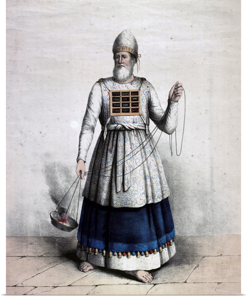 The high priest in his robes by John Henry Camp. Lithograph, handcoloured print of a priest, full-length portrait, standin...