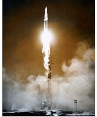 The Launch Of Saturn I, The US First Heavylift Dedicated Space Launcher, Dated 20th C.
