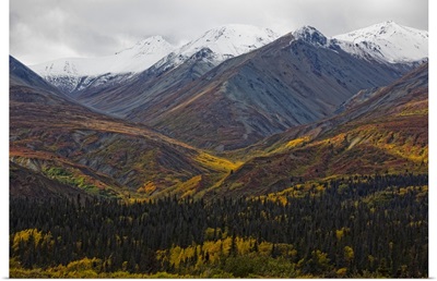 The Saint Elias Mountains In Autumn Colours Along The Haines Highway, Yukon, Canada