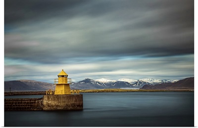 The Yellow Lighthouse Nordurgardi At Reykjavik Harbour