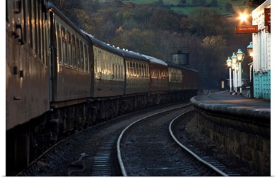 Train At Station At Dusk, Pickering, North Yorkshire, England