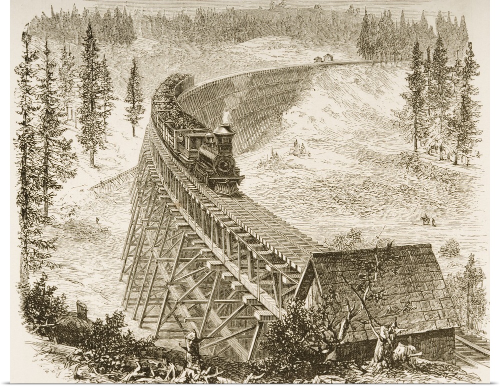 Trestle Bridge Of The Central Pacific Railroad In The 1870s. From "American Pictures Drawn With Pen And Pencil" By Rev Sam...