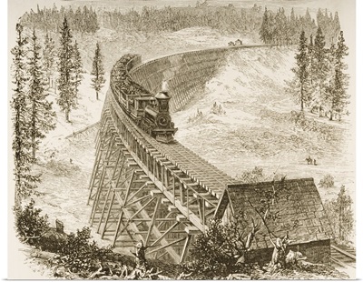 Trestle Bridge Of The Central Pacific Railroad In The 1870s