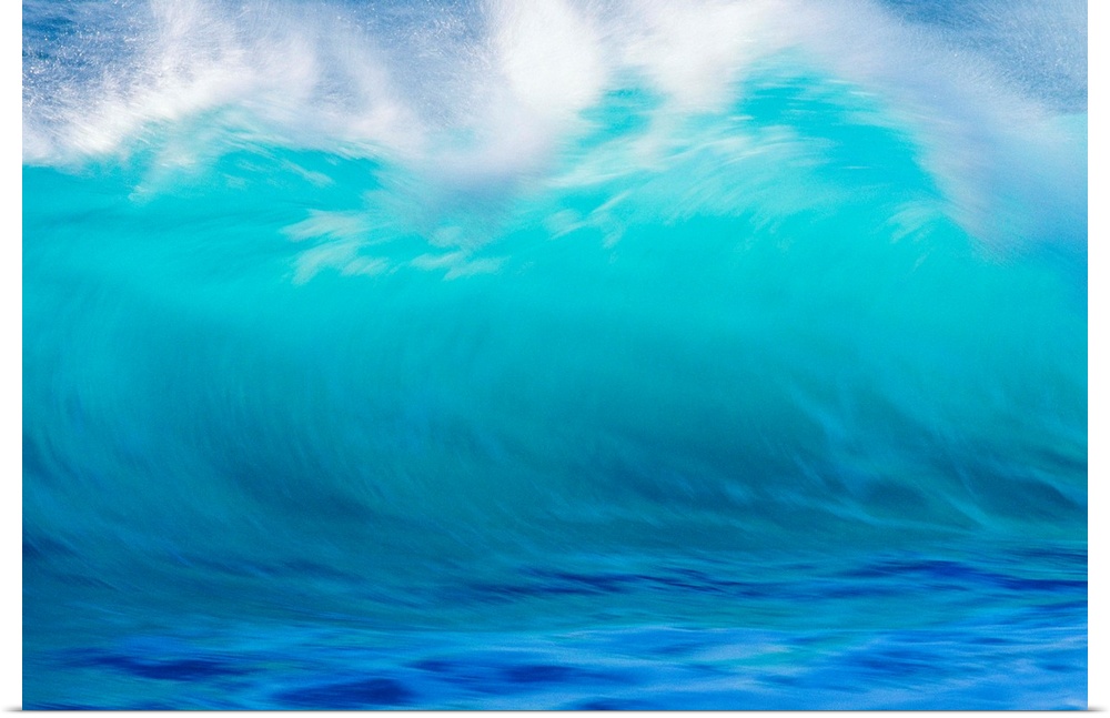 Turbulent Turquoise Wave With Windspray, Blurred