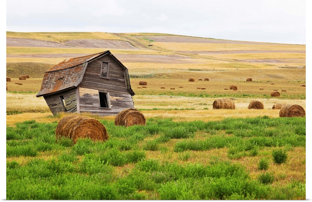 Twisted Barn On Canadian Prairie, Big Muddy Badlands, Saskatchewan, Canada