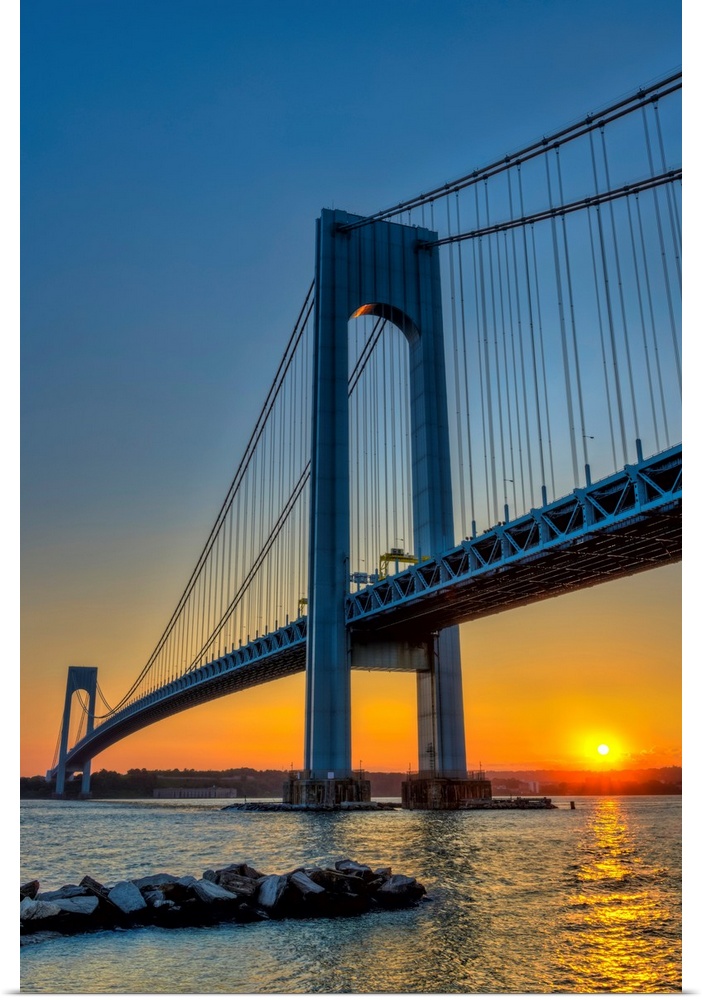 Verrazano-Narrows Bridge at sunset;  Brooklyn, New York, United States of America