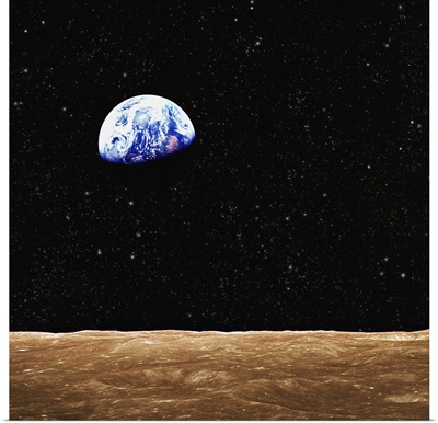 View Of Earth From The Moon's Surface