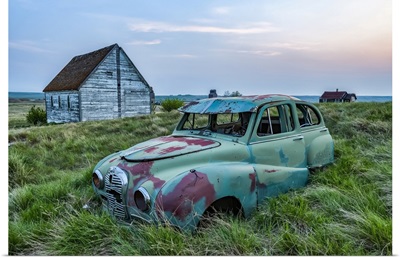 Vintage Car On A Farmstead, Saskatchewan, Canada