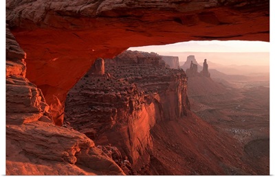 Washer Woman Arch Viewed Through Mesa Arch In Canyonlands National Park; Utah