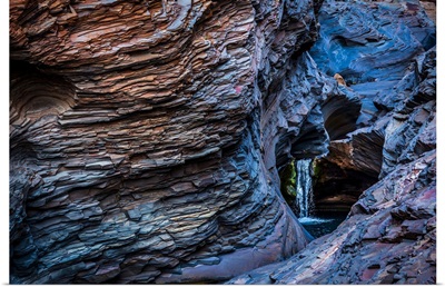 Waterfall And Blue Rock, Hamersley Gorge, The Pilbara, Western Australia, Australia