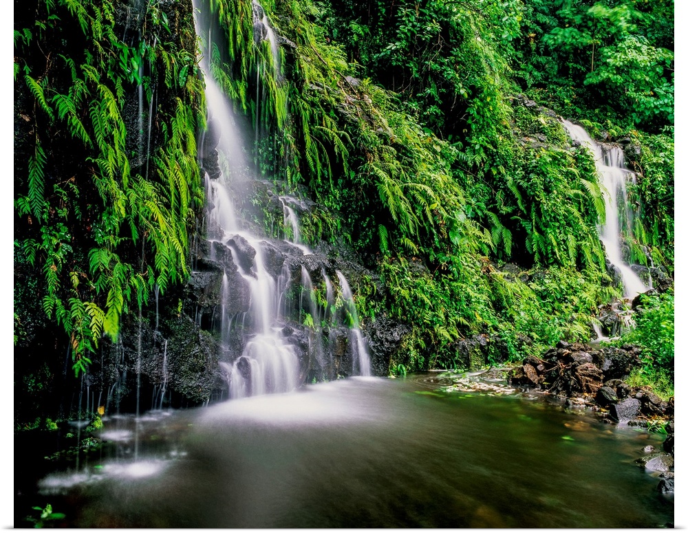Waterfall on Southeast coast of Upolu Island, Upolu Island, Samoa.