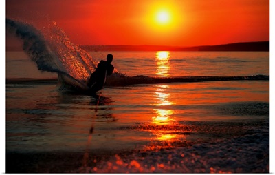 Waterskiing At Sunset
