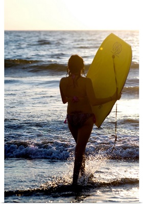 Woman On Beach Carrying Bodyboard, Puerto Vallarta, Mexico