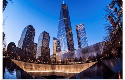 World Trade Center memorial at twilight, World Trade Centre, New York City